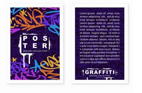 Graffiti poster background with marker letters, bright colored banner Stock Illustration