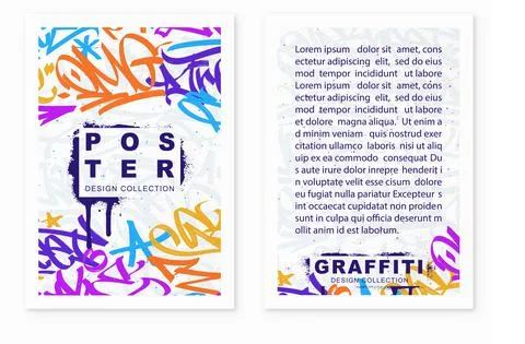 Graffiti poster background with marker letters, bright colored banner Stock Illustration