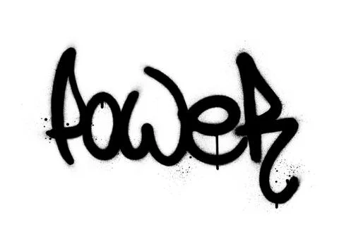 Graffiti power word sprayed in black over white Stock-Illustration