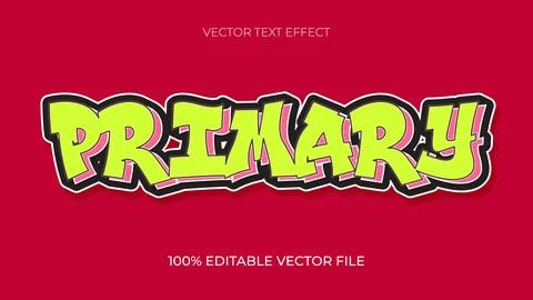 Graffiti Primary Vector Fully Editable Smart Object Text Effect 스톡 일러스트
