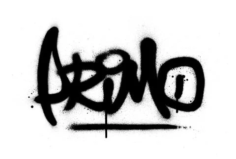 Graffiti primo word sprayed in black over white Stock-Illustration