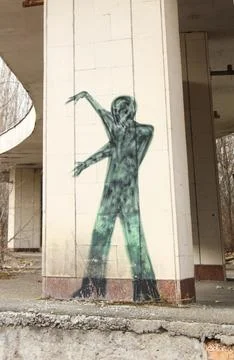 Graffiti in Pripyat. Stock Photos