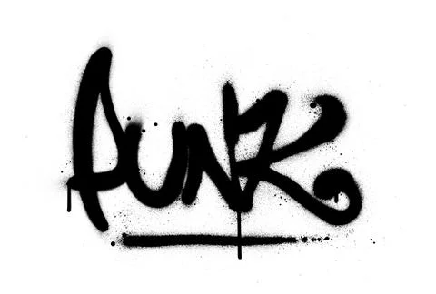 Graffiti punk word sprayed in black over white Stock-Illustration