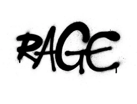 Graffiti rage word font sprayed in black over white Stock Illustration