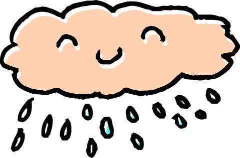 Graffiti of rain clouds that children drew Illustrazione stock