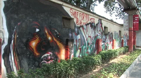 Graffiti of rapper Big E. Smalls, China Stock Footage 58613377