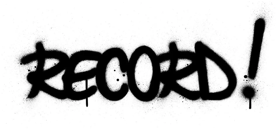 Graffiti record word sprayed in black over white Stock Illustration