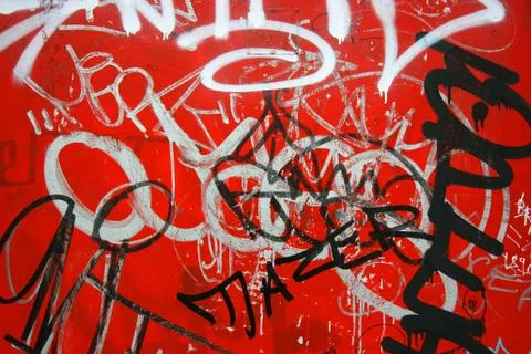Graffiti on red, horizontal Foto stock
