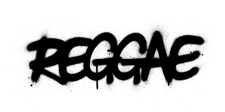 Graffiti reggae word sprayed in black over white Stock Illustration