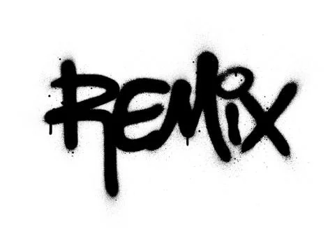 Graffiti remix word sprayed in black over white Stock Illustration