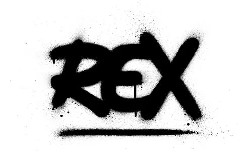 Graffiti rex word sprayed in black over white Stock Illustration