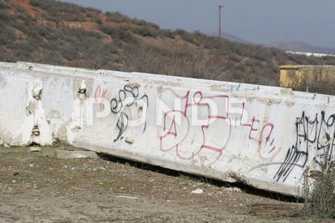 Graffiti road blocks Stock Photos