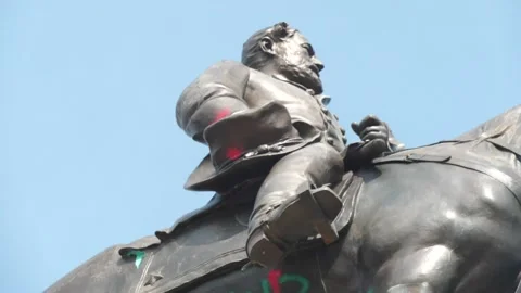 Graffiti at Robert E. Lee Monument Stock Footage 134486841