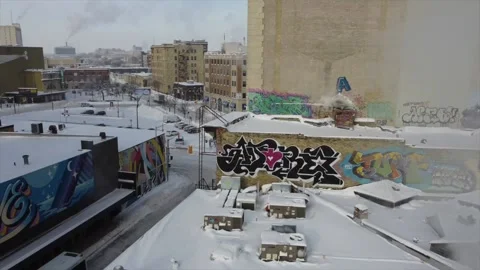 Graffiti Rooftop Winter Stock Footage 169975002