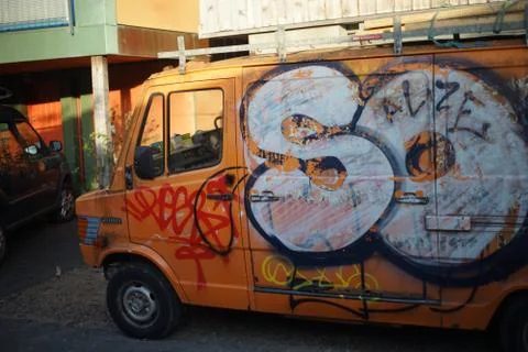 Graffiti ruined van Stock Photos