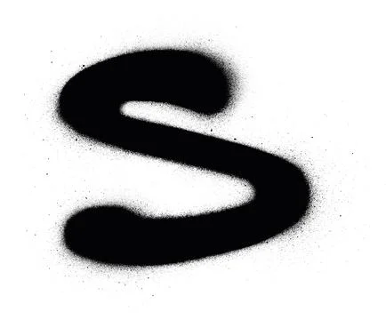 Graffiti S font sprayed in black over white Stock Illustration