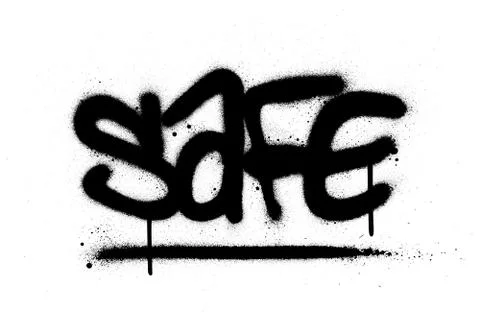 Graffiti safe word sprayed in black over white Illustrazione stock