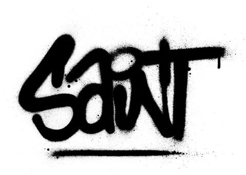 Graffiti saint word sprayed in black over white Stock-Illustration