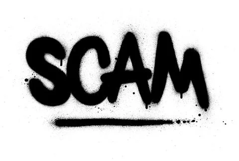 Graffiti scam word sprayed in black over white Stock Illustration