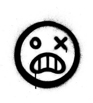 Graffiti scared icon sprayed in black over white Illustrazione stock