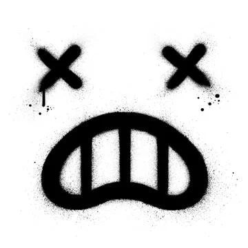 Graffiti scared square icon sprayed in black over white Stock Illustration