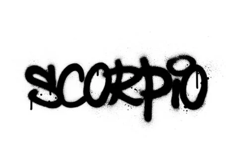 Graffiti scorpio word sprayed in black over white Illustrazione stock