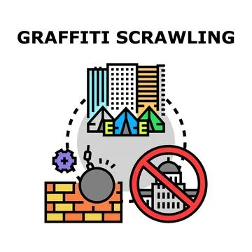 Graffiti scrawling vector concept illustration Ilustración de archivo