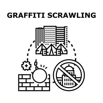 Graffiti scrawling vector concept illustration Stock Illustration