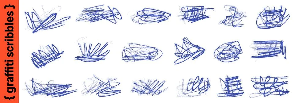 Graffiti scribble pack with scratchy lines and ballpoint pen marks for promo Stockillustratie