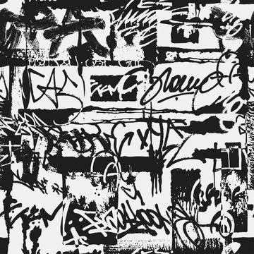 Graffiti seamless grunge pattern. Vector background Stock Illustration