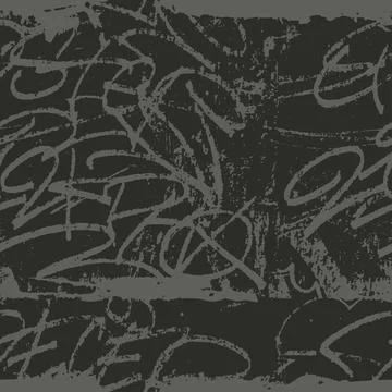 Graffiti seamless handwriting pattern with letter and tags. Vector Stock Illustration