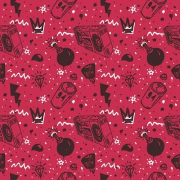Graffiti Seamless Pattern Color Stock Illustration