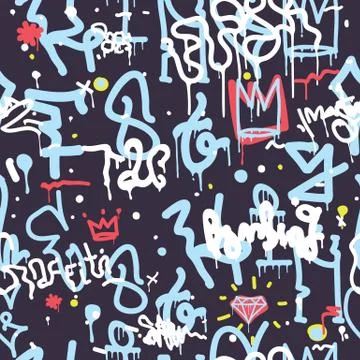 Graffiti Seamless Pattern Color Stock Illustration