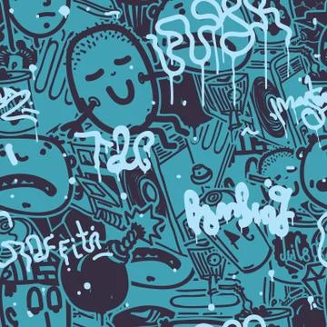 Graffiti Seamless Pattern Color Stock Illustration