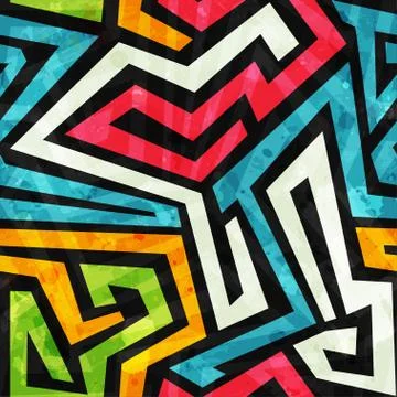 Graffiti seamless pattern with grunge effect Stock Illustration