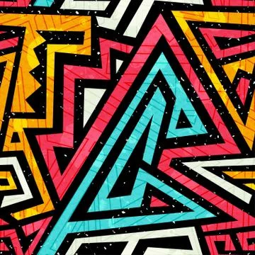 Graffiti seamless pattern with grunge effect Illustrazione stock