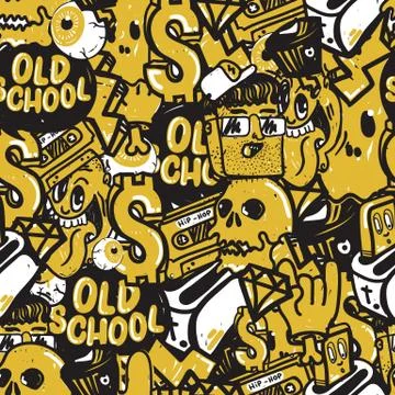 Graffiti Seamless Pattern Illustrazione stock