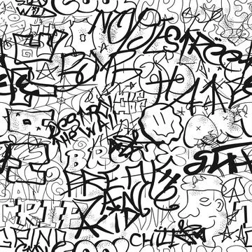 Graffiti seamless pattern wallpaper art.Vector graphic background illustration Stock Illustration