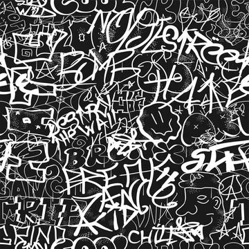 Graffiti seamless pattern wallpaper art.Vector graphic background illustration Stock Illustration