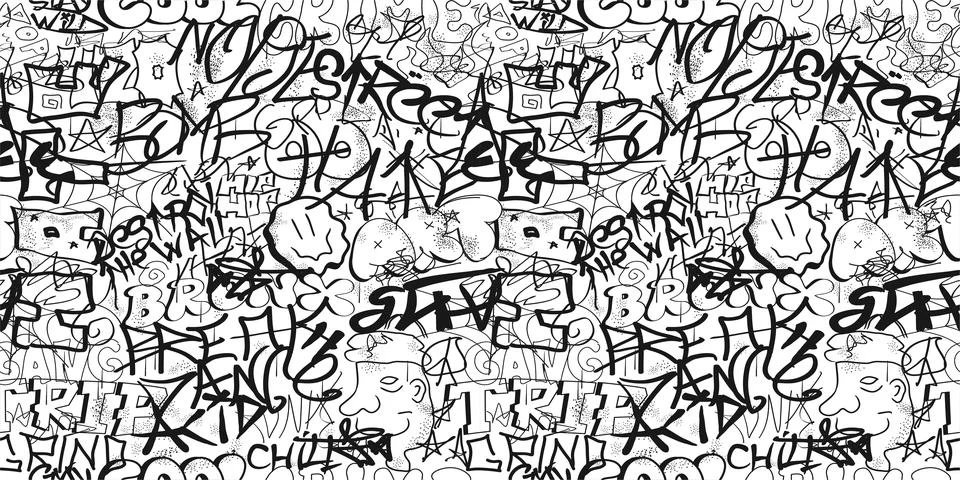 Graffiti seamless pattern wallpaper art.Vector graphic background illustration Illustrazione stock