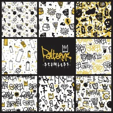 Graffiti seamless patterns set Stock Illustration