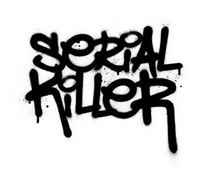 Graffiti serial killer text in black over white Stock Illustration