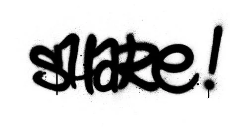 Graffiti share word sprayed in black over white Stock Illustration