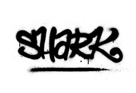 Graffiti shark word sprayed in black over white Stock Illustration