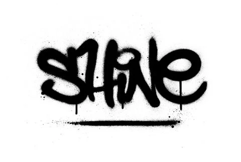 Graffiti shine word sprayed in black over white Stock Illustration