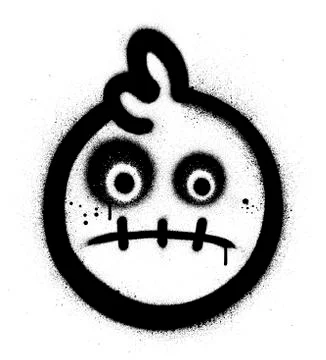 Graffiti shocked icon sprayed in black over white Stock Illustration