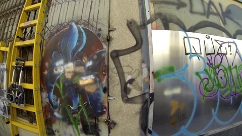 Graffiti on shop front 2 Video stock 81436315