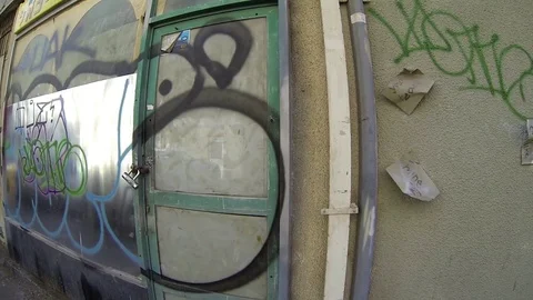 Graffiti on shop front Video stock 81436324