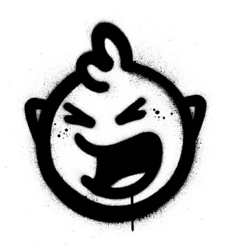 Graffiti shouting angry icon sprayed in black over white Stock Illustration