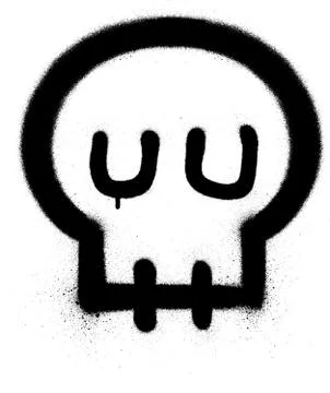 Graffiti shy skull icon sprayed in black over white Stock Illustration